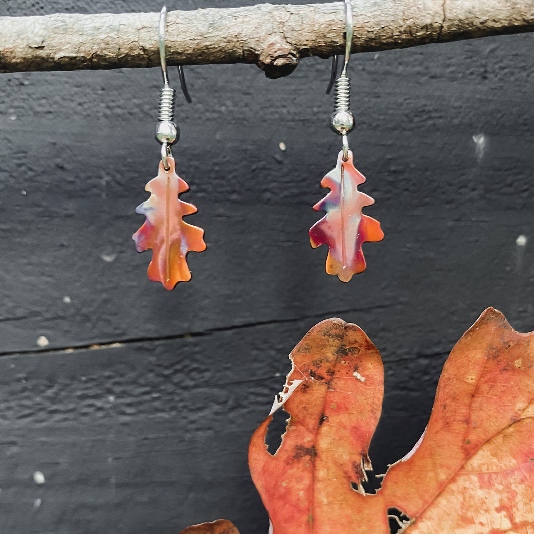 Copper Oak Leaf Earrings
