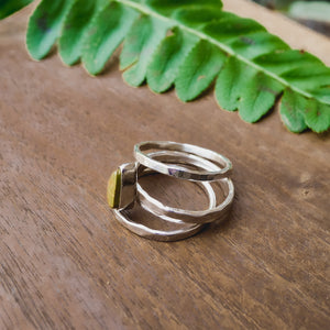 Green Turquoise Stacking Ring Set, Size 6.5